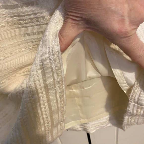 *** Eliza J Cream Silk Dress Embellished w/ Faceted Yellow Stones. Medium. - Picture 4 of 7